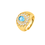 Anello Ersilia finitura oro giallo - pietra azzurro