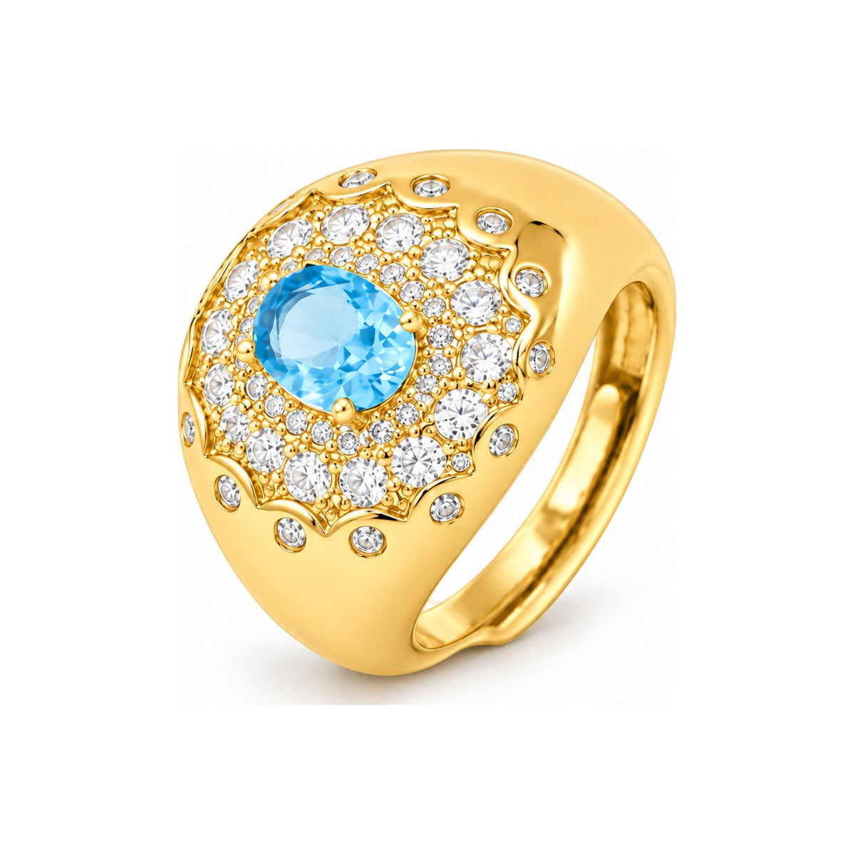 Anello Ersilia finitura oro giallo - pietra azzurro