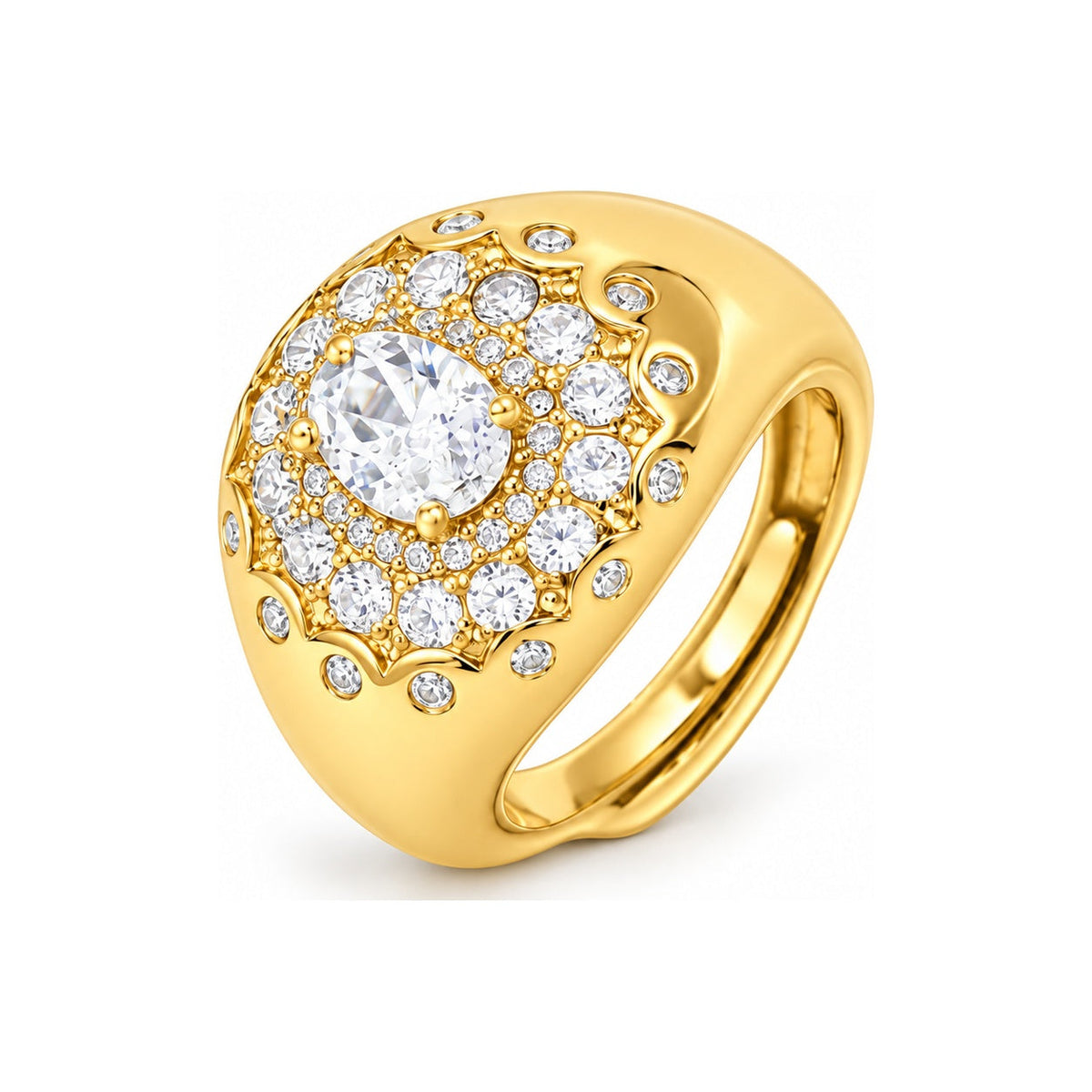 Anello Ersilia finitura oro giallo - pietra bianco
