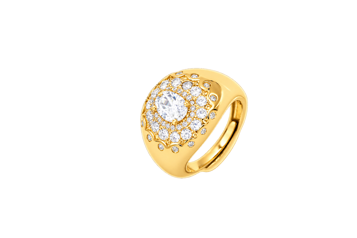 Anello Ersilia finitura oro giallo - pietra bianco
