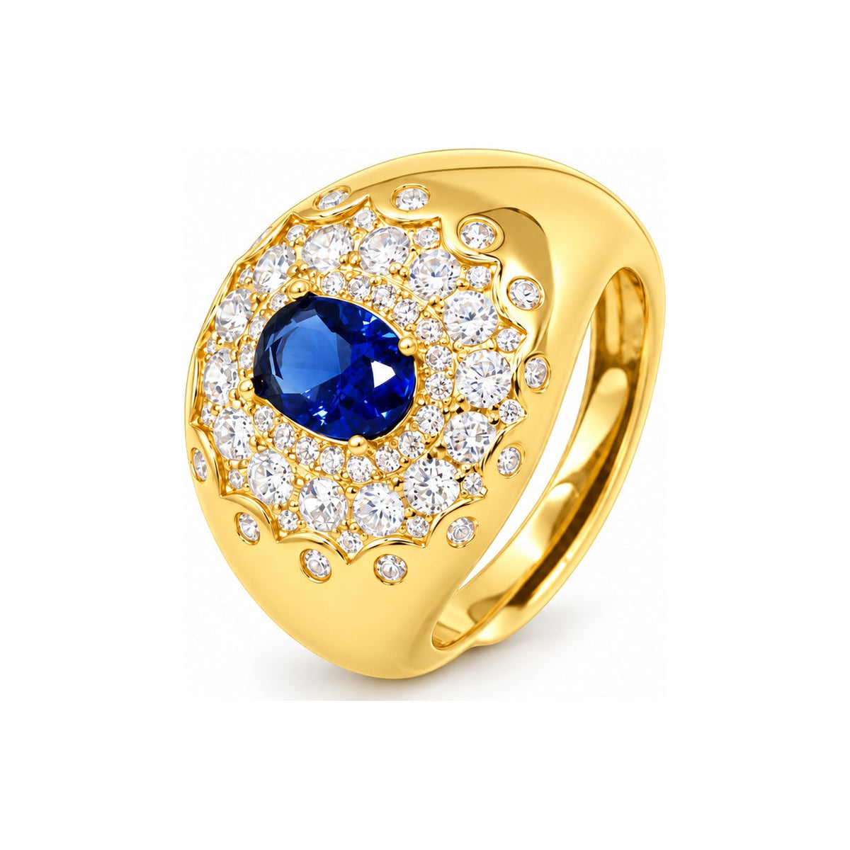 Anello Ersilia finitura oro giallo - pietra blu
