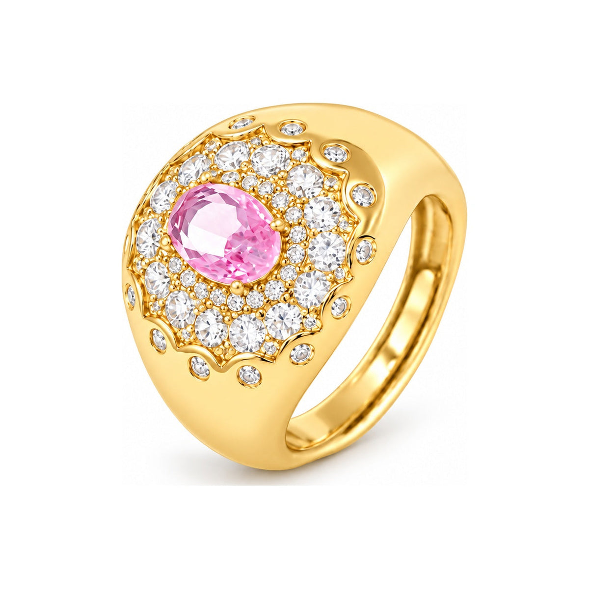 Anello Ersilia finitura oro giallo - pietra rosa