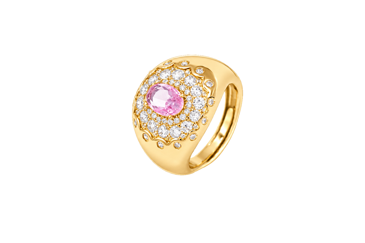 Anello Ersilia finitura oro giallo - pietra rosa