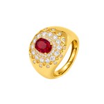 Anello Ersilia finitura oro giallo - pietra rosso