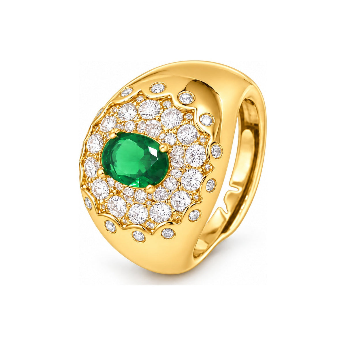 Anello Ersilia finitura oro giallo - pietra verde