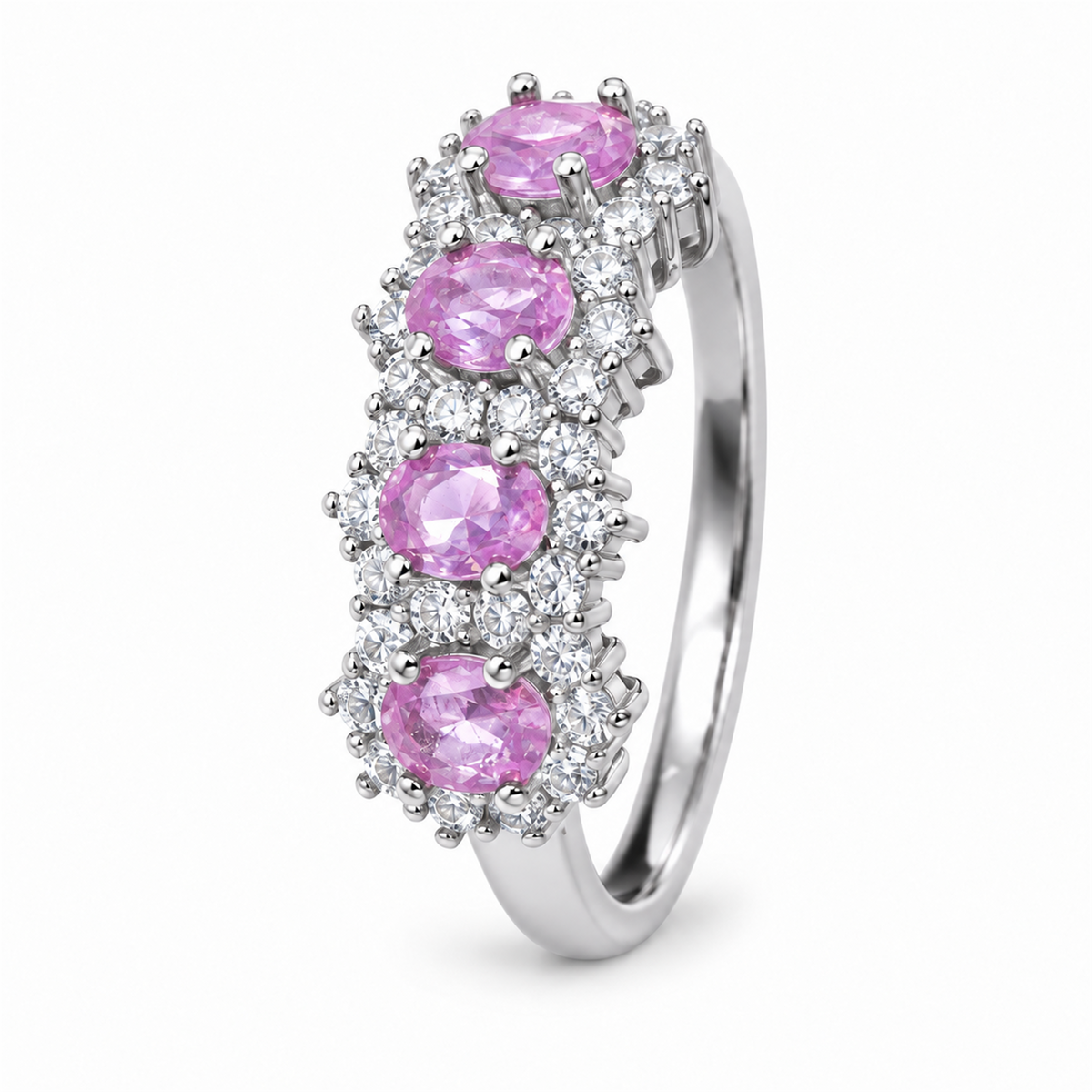 Anello Kate quattro castoni - rosa