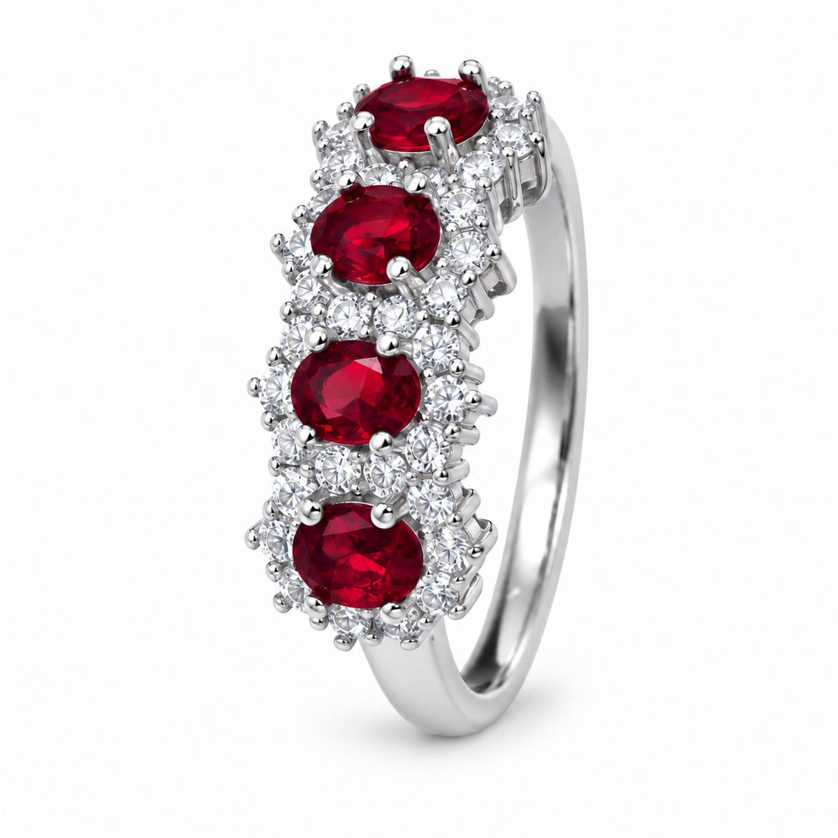Anello Kate quattro castoni - rosso