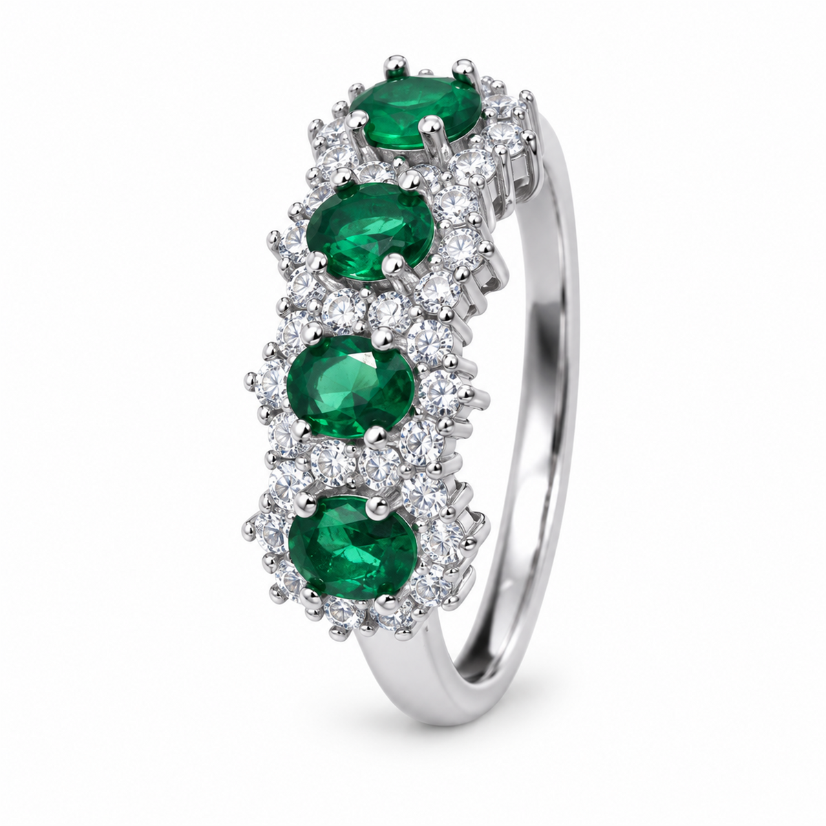 Anello Kate quattro castoni - verde