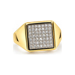 Anello scudo quadro luce versione oro giallo su sfondo bianco