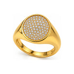 Anello scudo tondo luce dorato su sfondo bianco