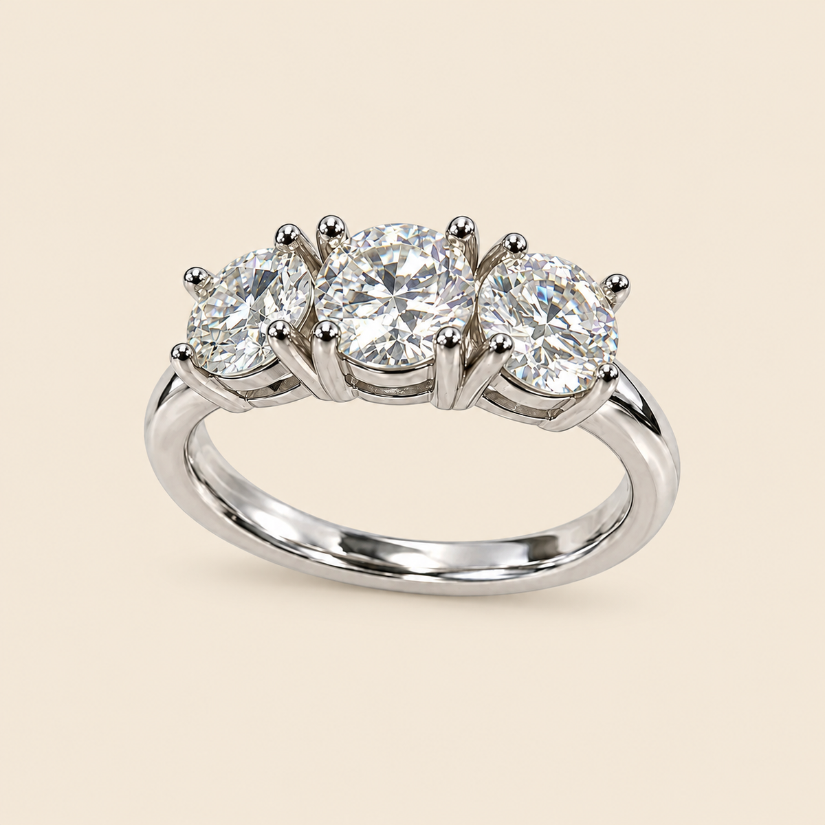 Anello Trilogy argento 925 con moissanite - vista principale